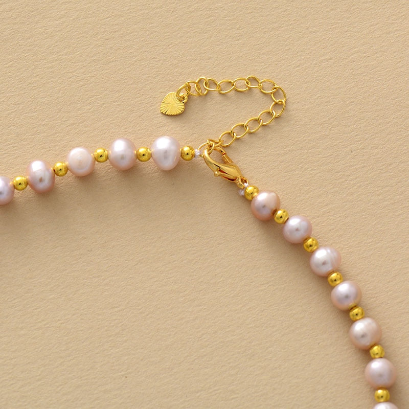 Natural Freshwater Pearls & Zircon Pendant Choker Necklace