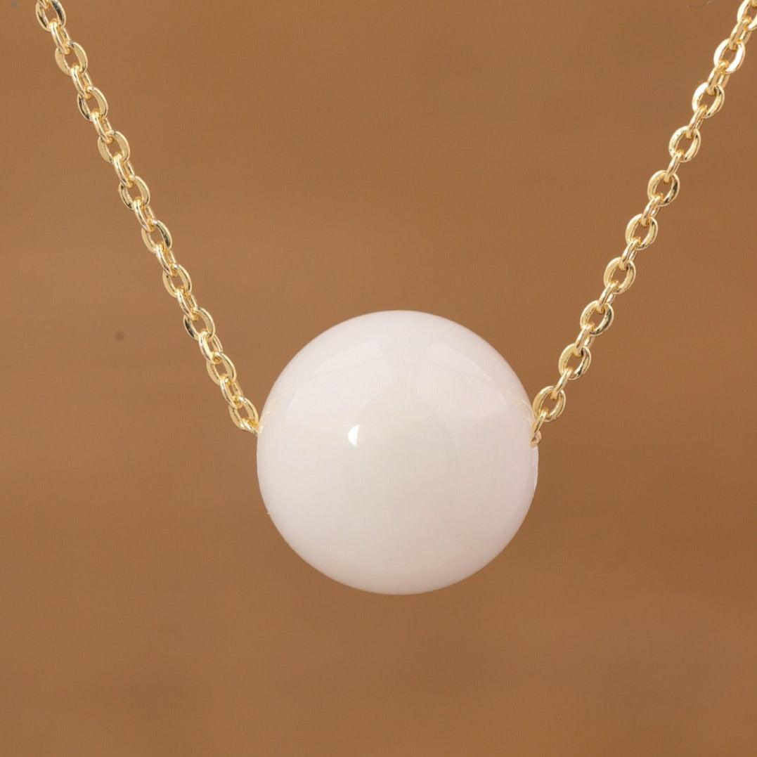 Natural Gemstone Sphere Pendant Minimalist Necklace