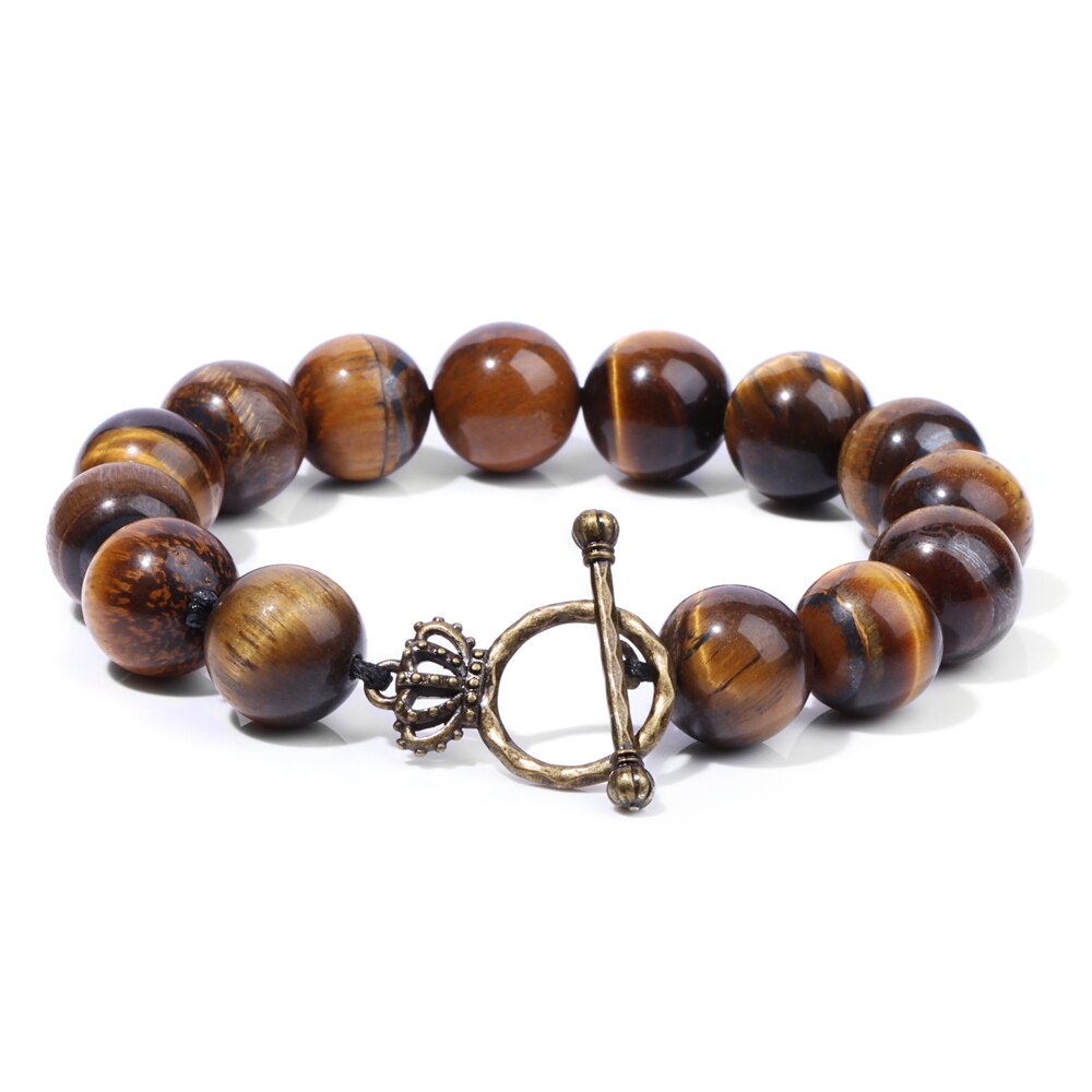 Natural Tiger Eye / Lava Stone / Bloodstone / Zebra Stone / Black Onyx Beaded Bracelet