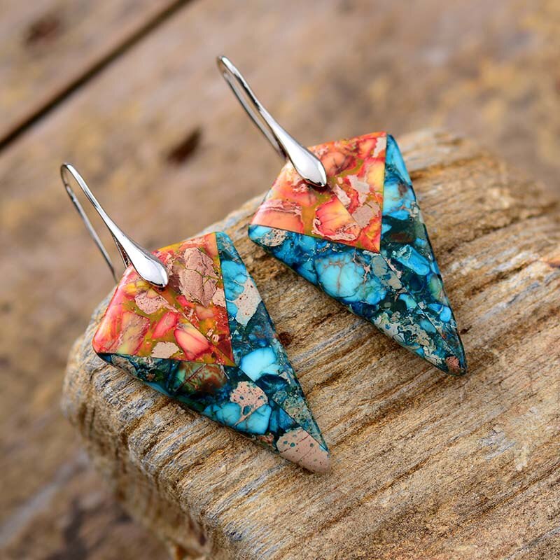 Natural Jasper Arrowhead Earrings