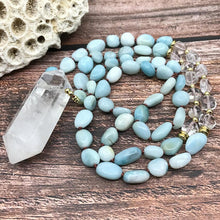 Load image into Gallery viewer, Natural Amazonite &amp; Clear Quartz Double Point Pendant Necklace
