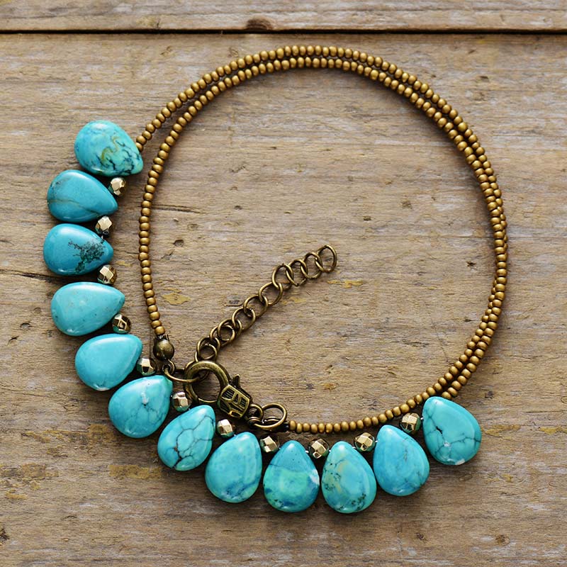 Natural Waterdrop Turquoise Choker Necklace