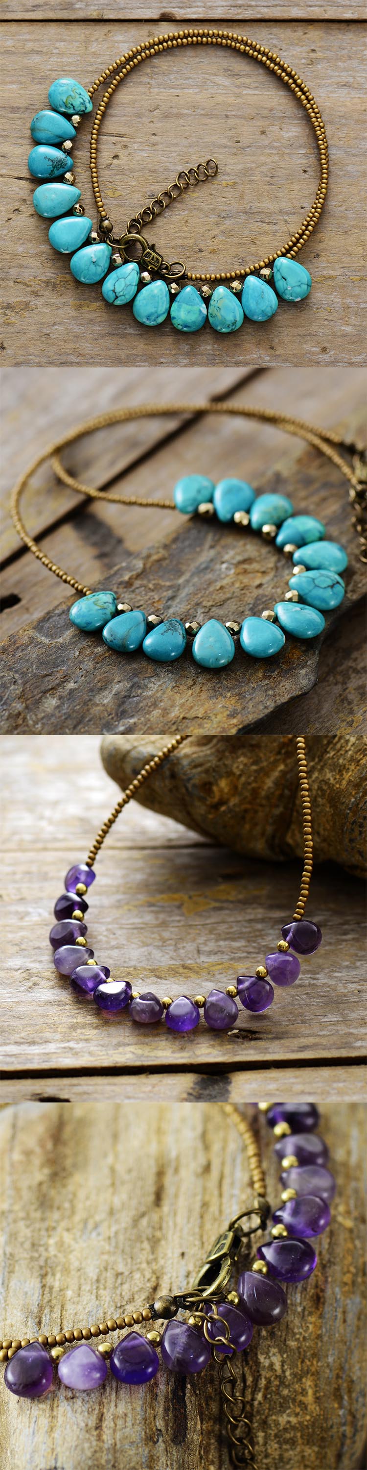 Natural Waterdrop Turquoise Choker Necklace