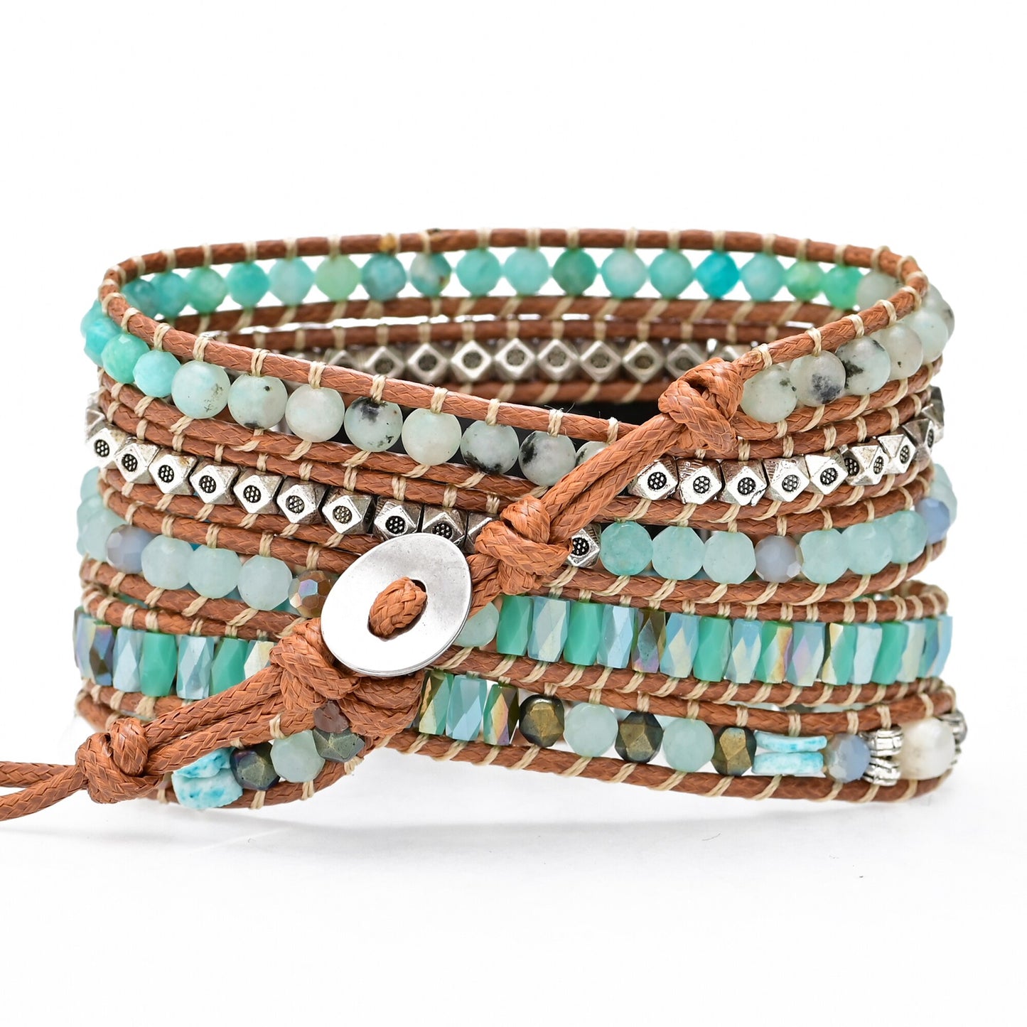 Natural Amazonite, Jasper, Pyrite & Pearls Apple Watch Band