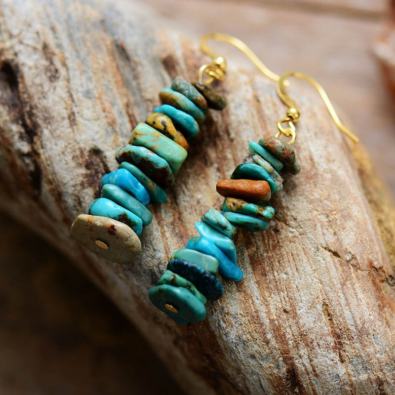 Natural Turquoise Long Earrings