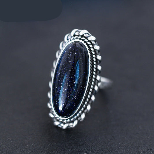 Sterling Silver & Blue Sandstone Ring