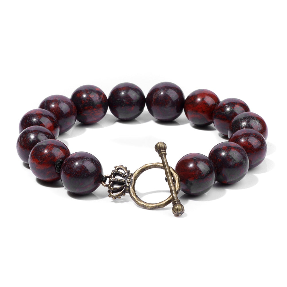 Natural Tiger Eye / Lava Stone / Bloodstone / Zebra Stone / Black Onyx Beaded Bracelet