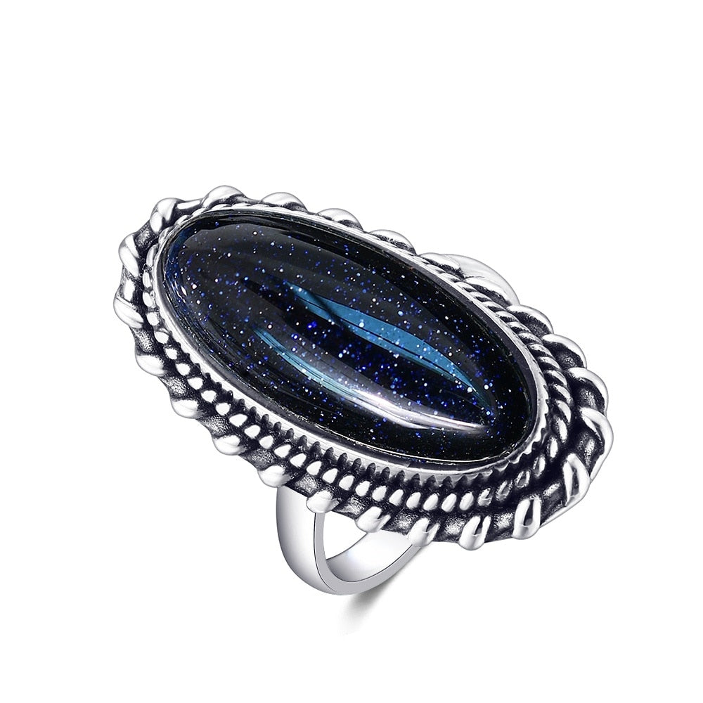 Sterling Silver & Blue Sandstone Ring