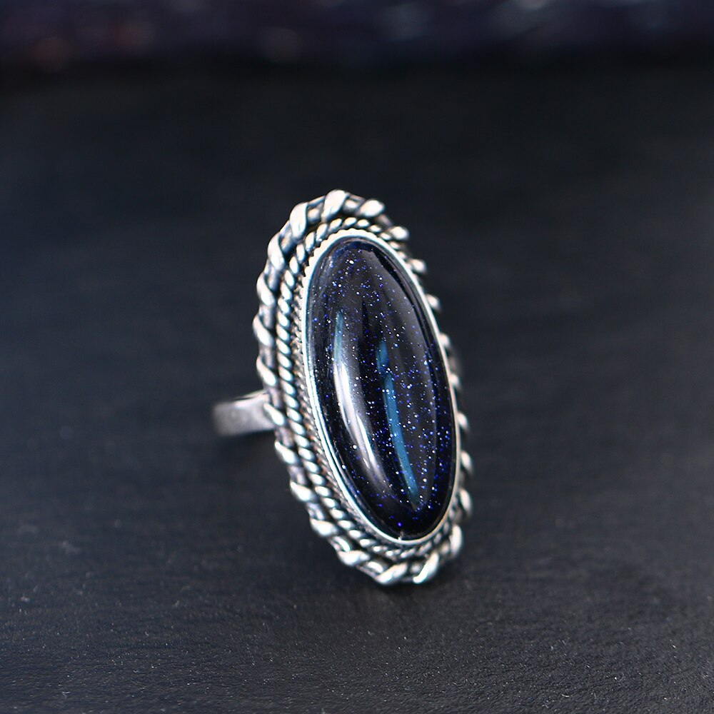 Sterling Silver & Blue Sandstone Ring