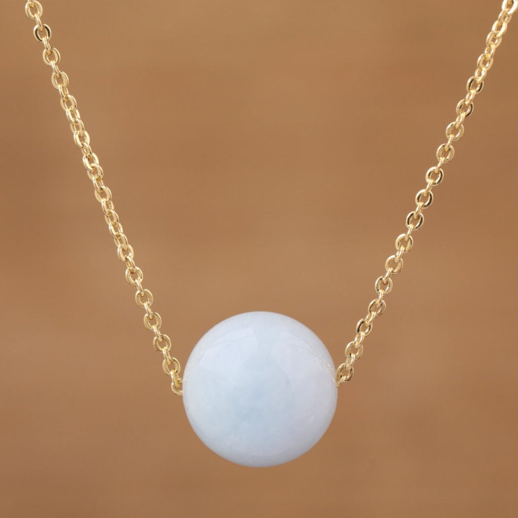 Natural Gemstone Sphere Pendant Minimalist Necklace