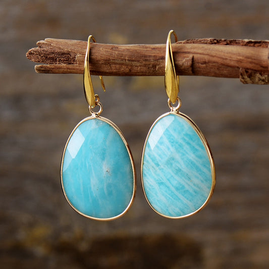 Natural Amazonite Ocean Earrings