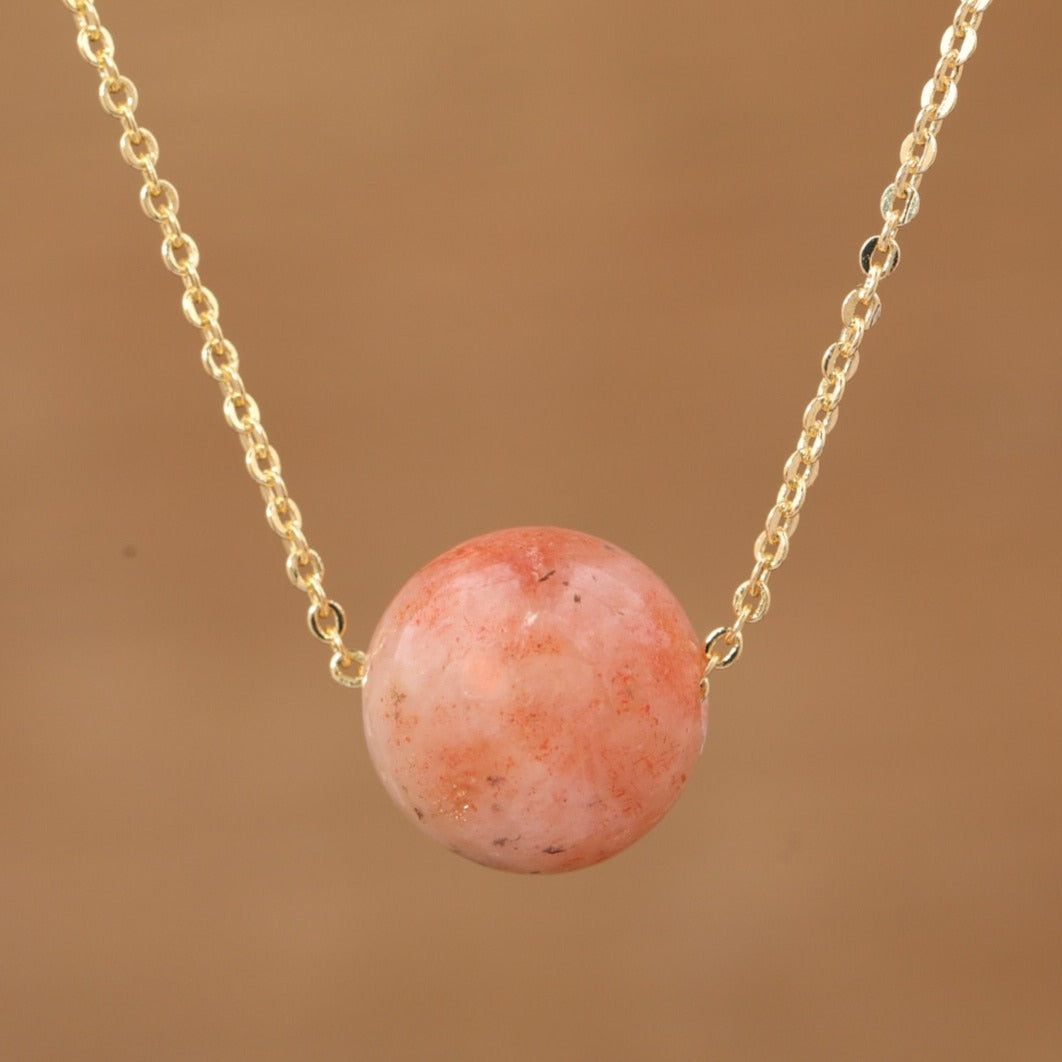 Natural Gemstone Sphere Pendant Minimalist Necklace