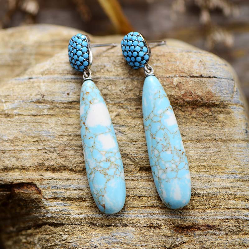 Rare Natural Turquoise Jasper Earrings