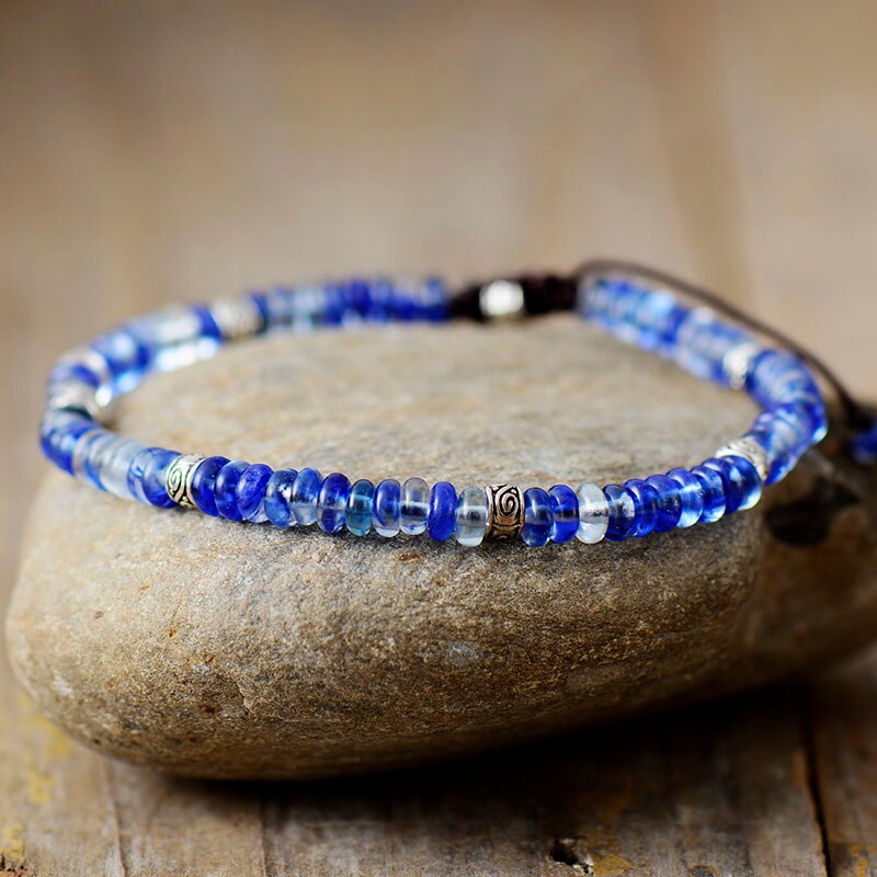 Natural Mixed Jasper / Black Labradorite / Blue Quartz Wrap Bracelet