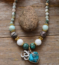 Load image into Gallery viewer, Natural Agate &amp; Jasper 108 Beads Heart Mala Necklace
