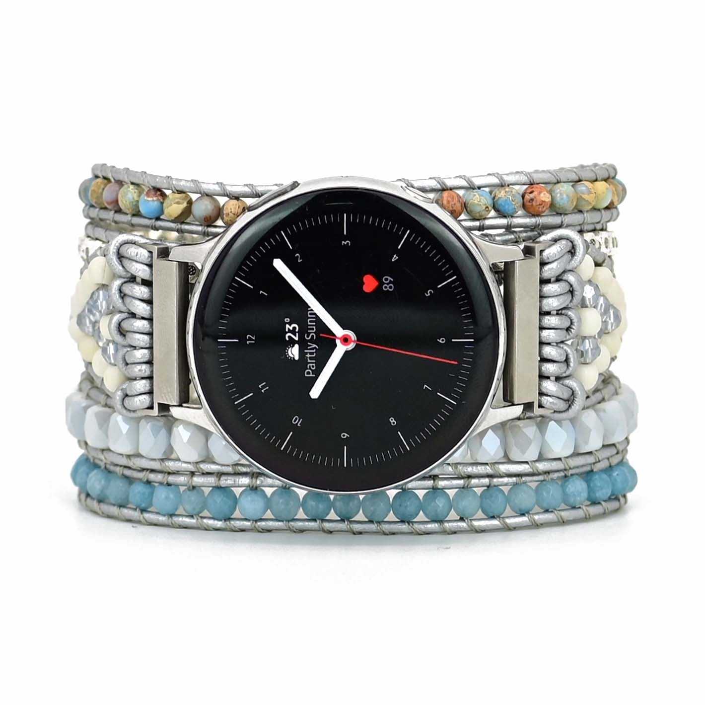 Natural Aquamarine & Imperial Jasper Samsung Watch Band