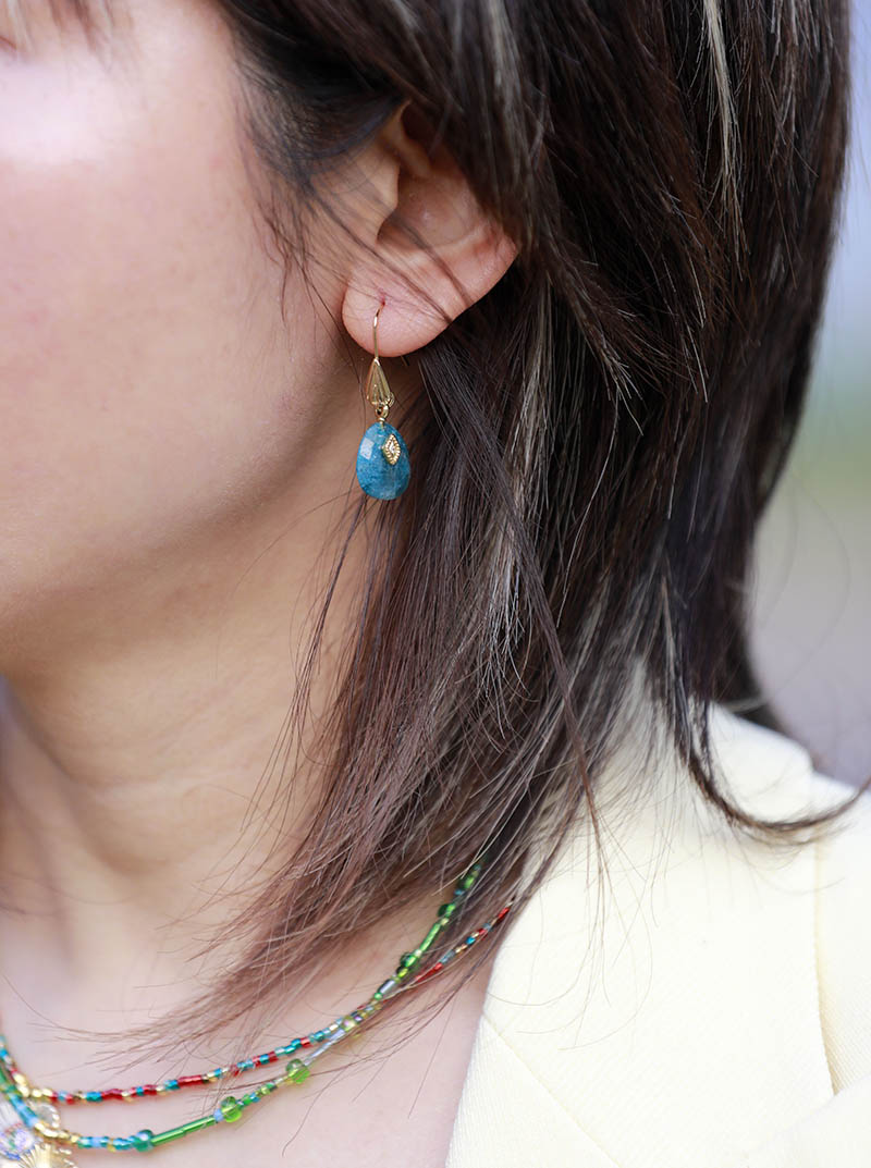 Natural Blue Apatite Dangle Earrings