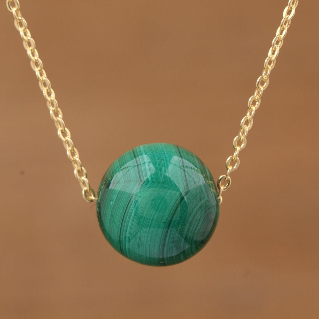 Natural Gemstone Sphere Pendant Minimalist Necklace