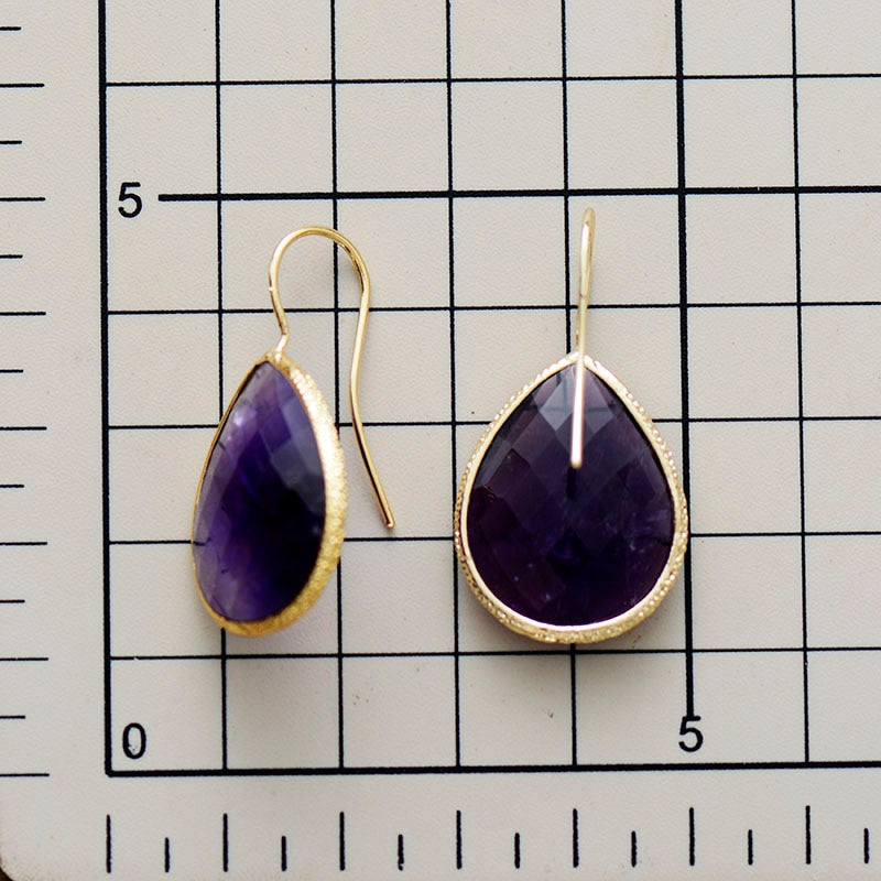 Natural Tiger Eye Teardrop Earrings