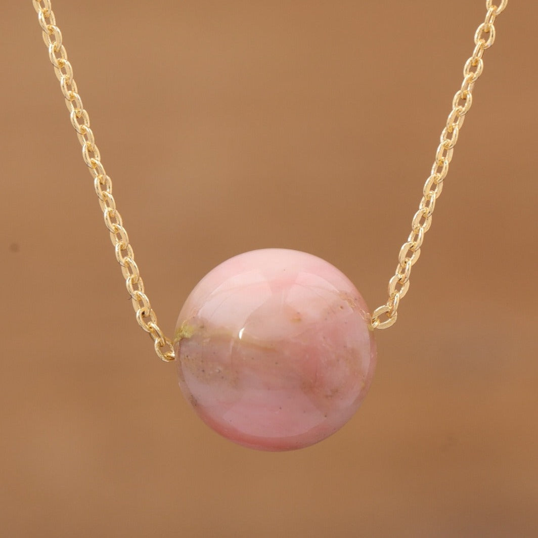 Natural Gemstone Sphere Pendant Minimalist Necklace