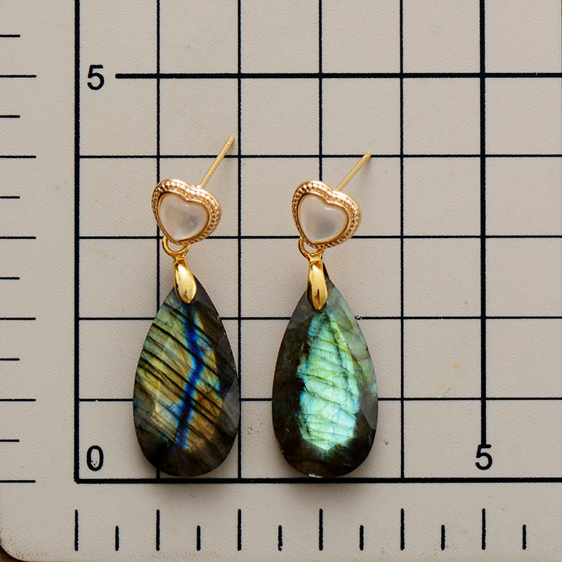 Natural Amethyst / Amazonite / Labradorite Teardrop Earrings