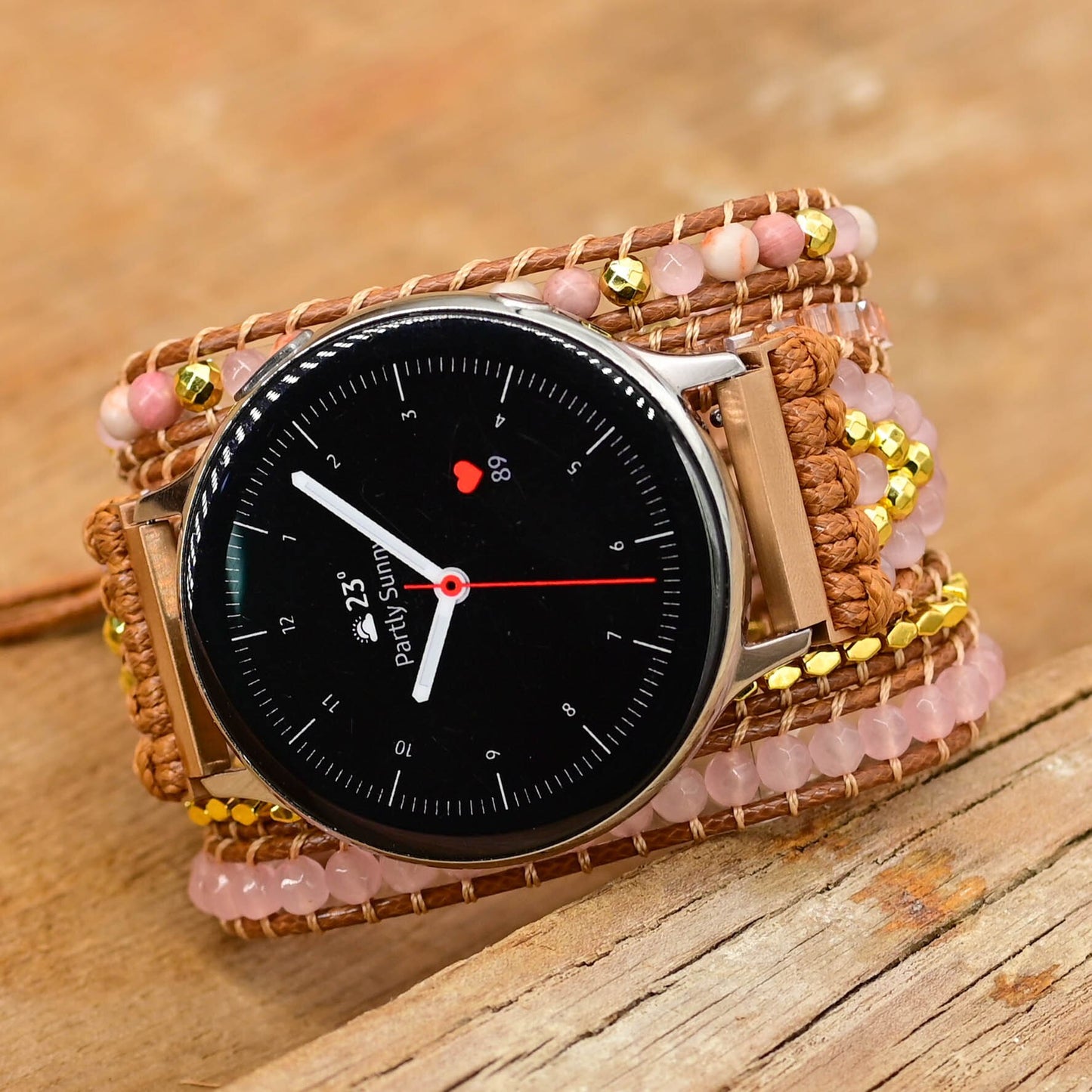 Natural Rose Quartz & Rhodonite Samsung Watch Band