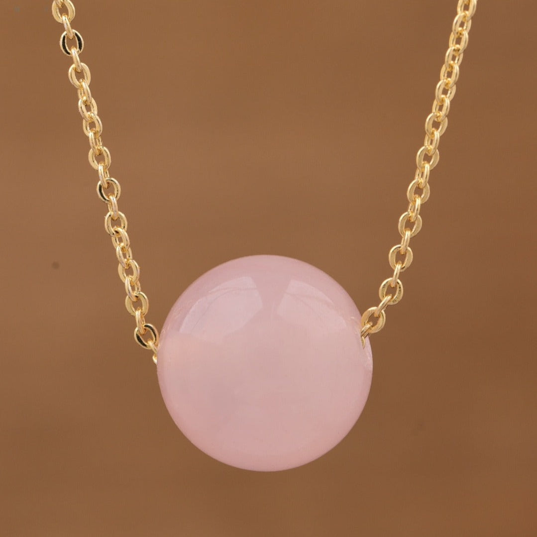 Natural Gemstone Sphere Pendant Minimalist Necklace