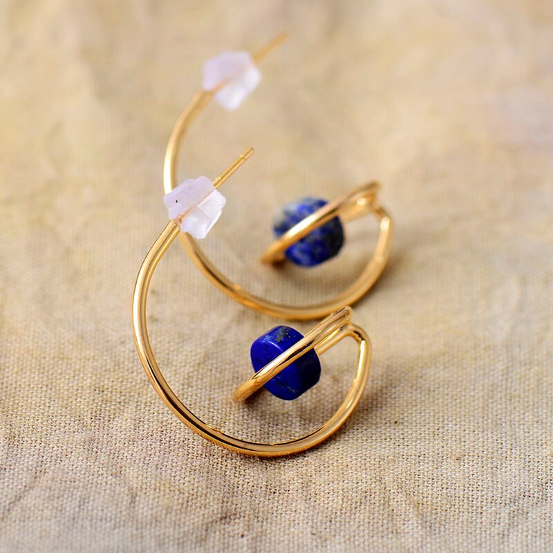 Natural Jade / Lapis Lazuli Saturn Earrings