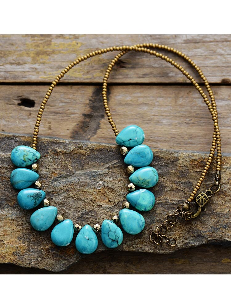 Natural Waterdrop Turquoise Choker Necklace