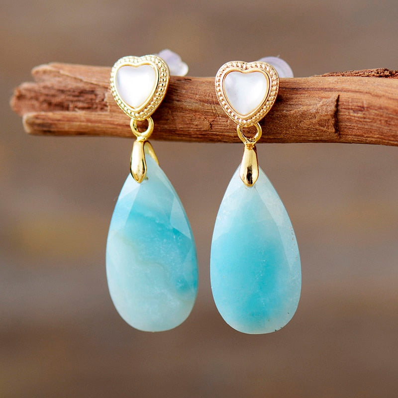 Natural Amethyst / Amazonite / Labradorite Teardrop Earrings