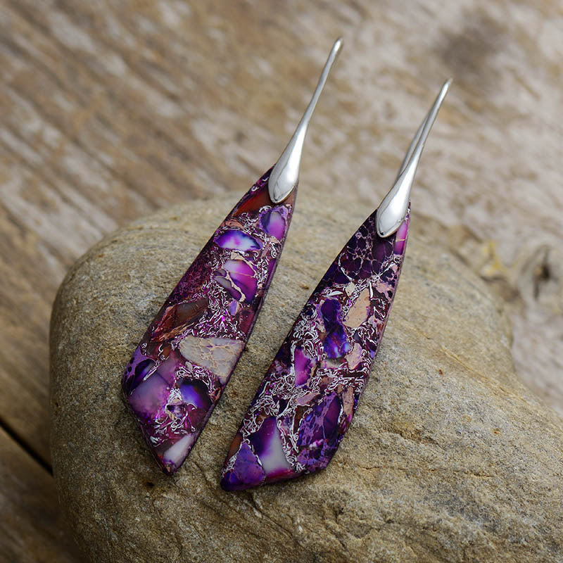 Natural Purple Imperial Jasper Earrings