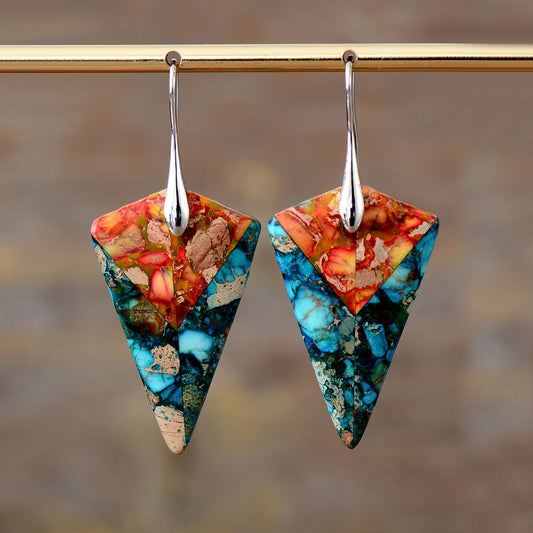 Natural Jasper Arrowhead Earrings