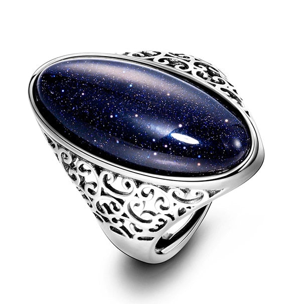 Sterling Silver & Blue Sandstone Ring