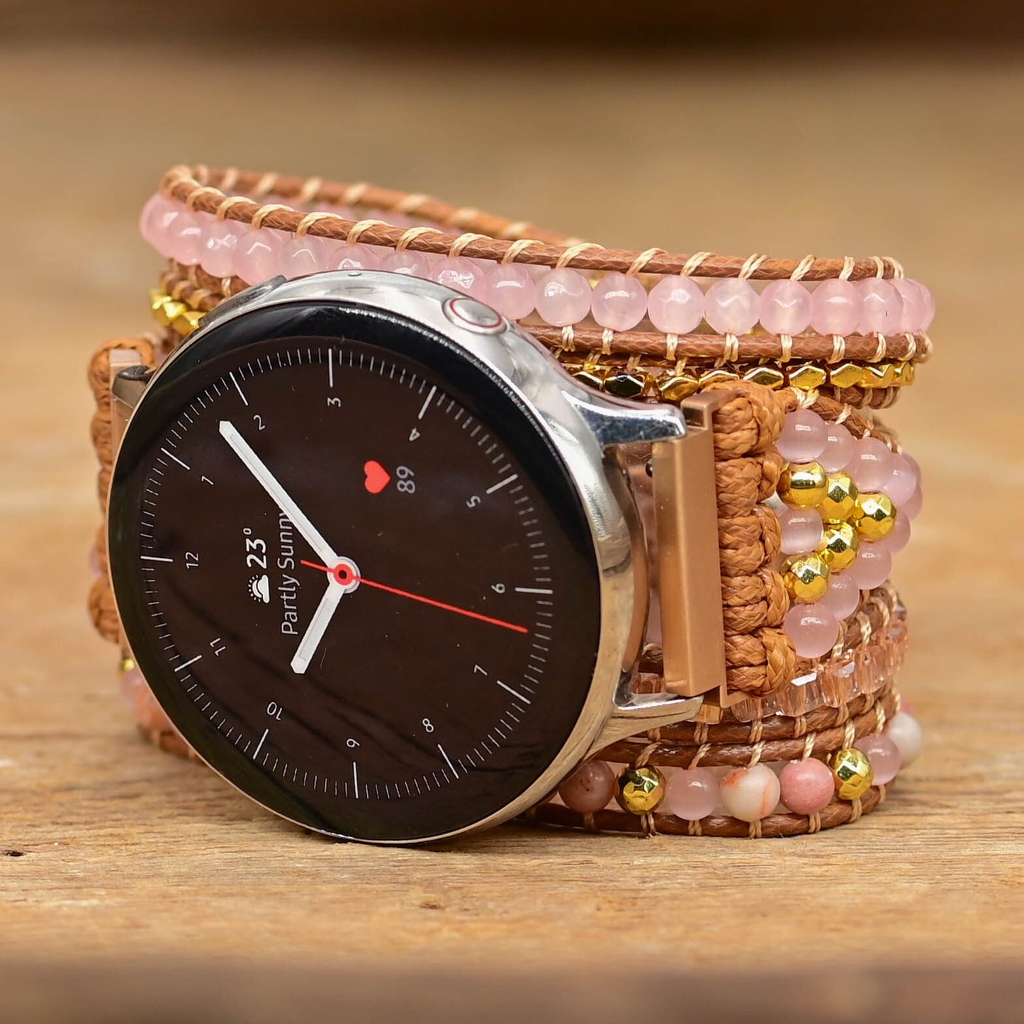 Natural Rose Quartz & Rhodonite Samsung Watch Band