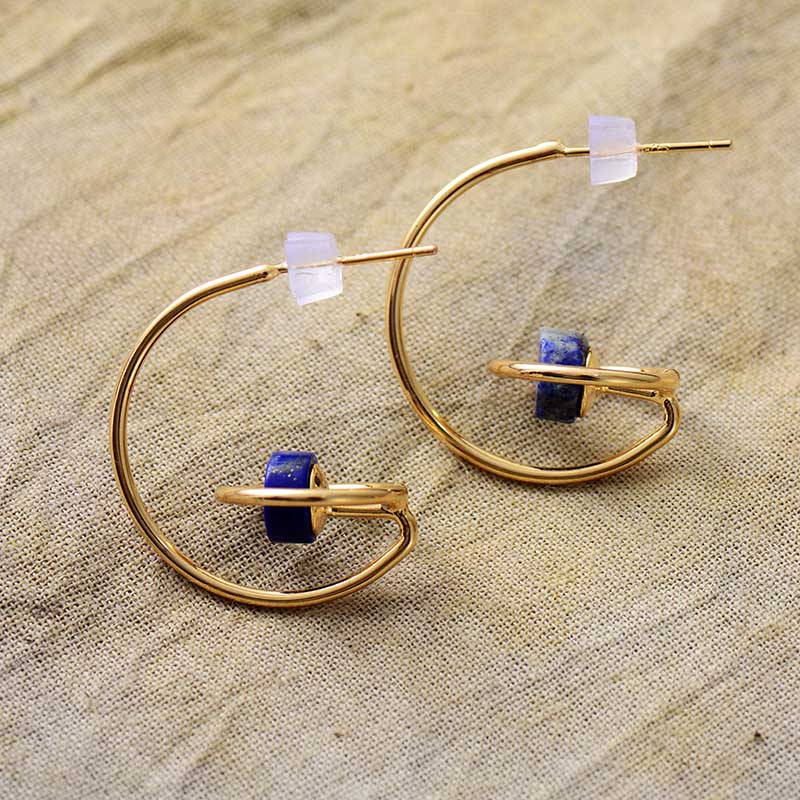 Natural Jade / Lapis Lazuli Saturn Earrings