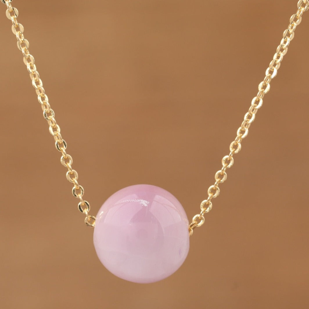 Natural Gemstone Sphere Pendant Minimalist Necklace