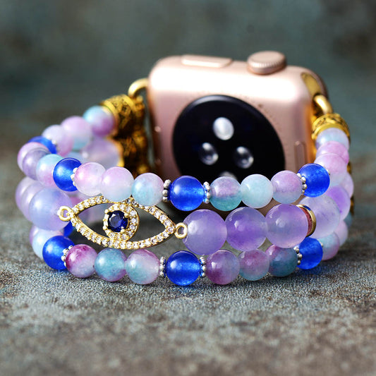 Natural Purple Jade & Blue Quartz Apple Watch Band