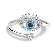 Load image into Gallery viewer, Sterling Silver &amp; Cubic Zircons Evil Eye Ring

