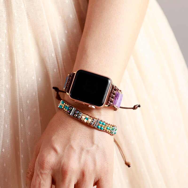 Natural Blue & Purple Aventurine Apple Watch Band