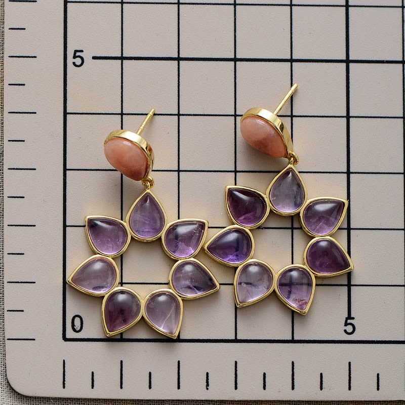 Natural Amethyst Flower Earrings