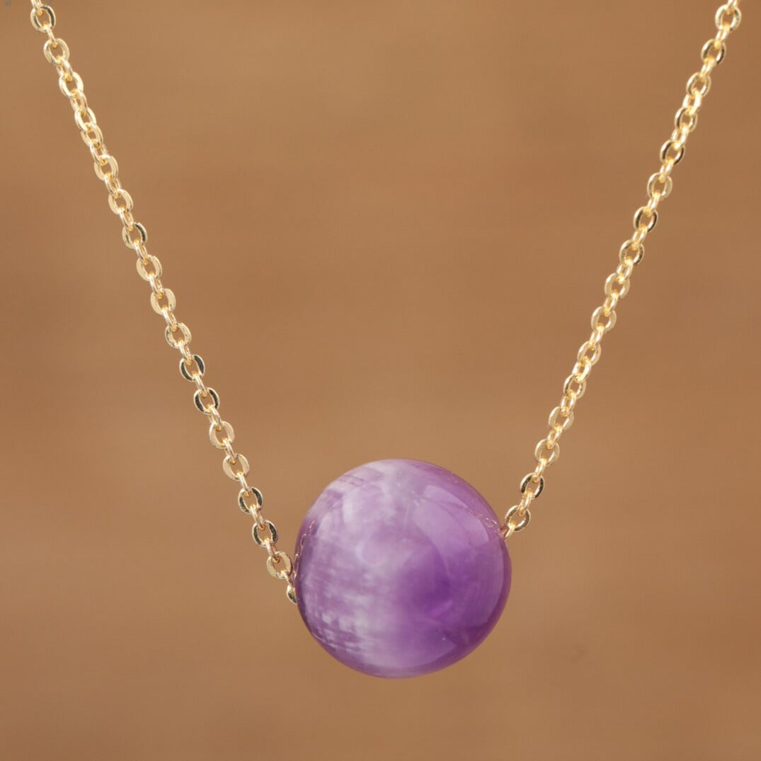 Natural Gemstone Sphere Pendant Minimalist Necklace