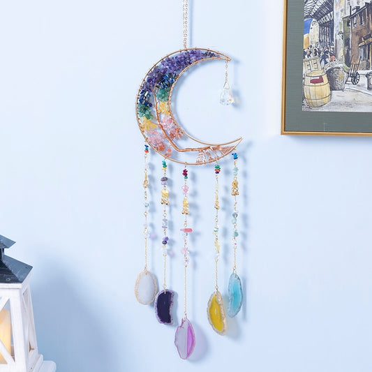 Natural Agate Moon Dream Catcher