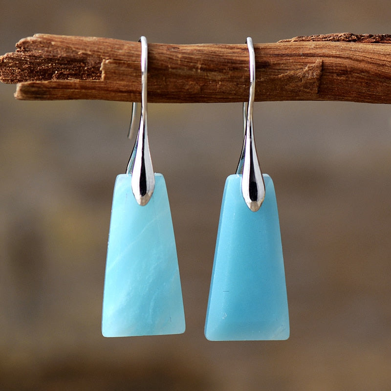 Natural Amazonite Pyramid Earrings