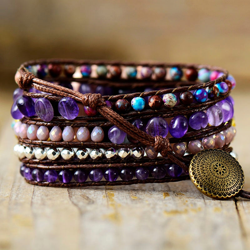 Natural Amethyst & Purple Jasper Apple Watch Band