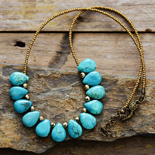 Natural Waterdrop Turquoise Choker Necklace