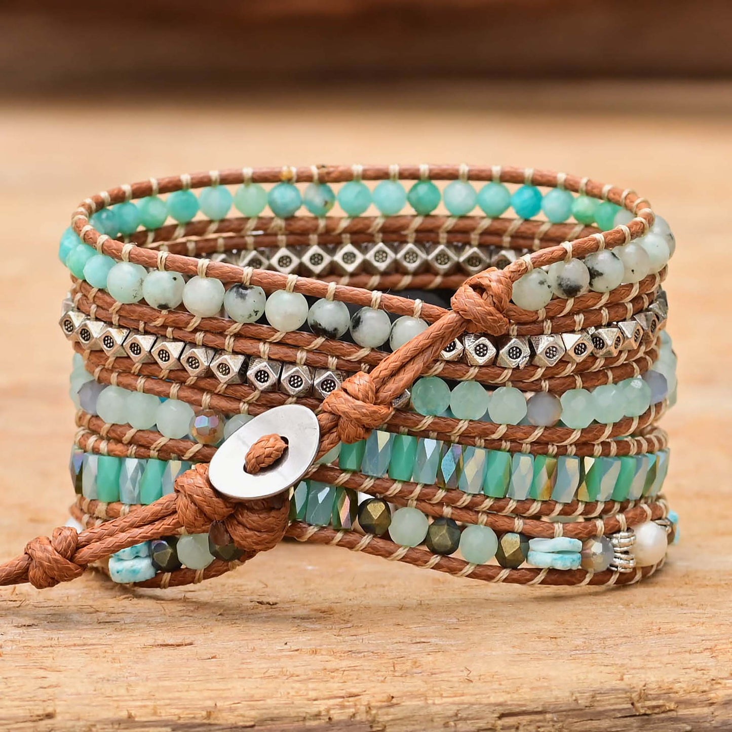 Natural Amazonite, Jasper, Pyrite & Pearls Apple Watch Band