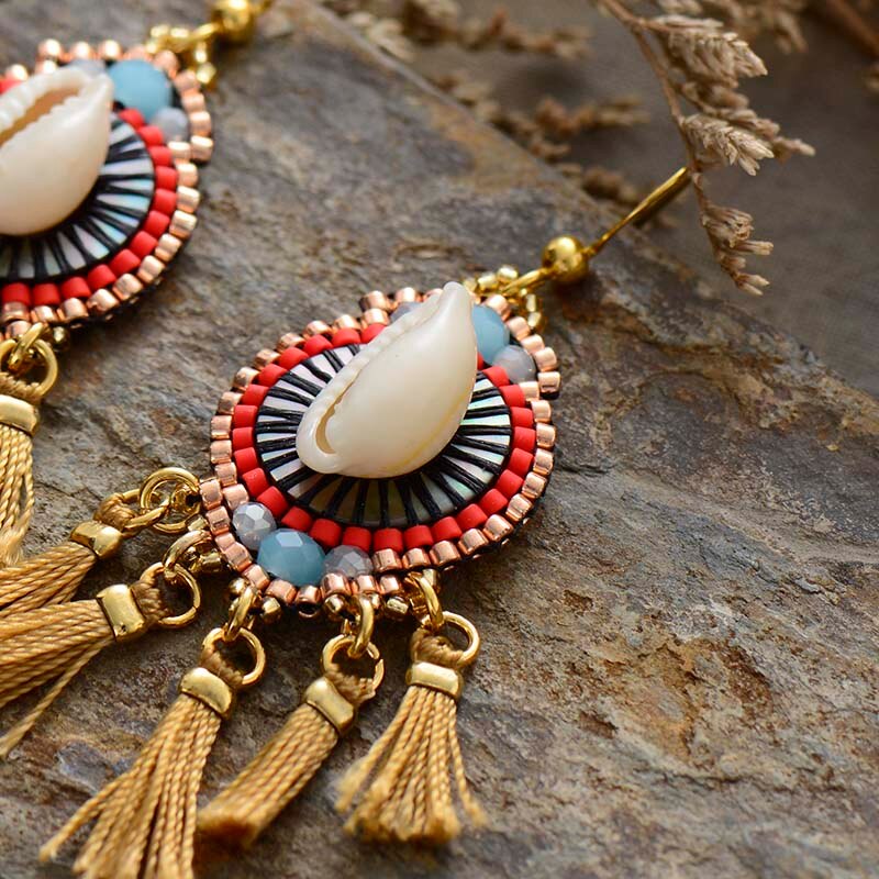 Natural Shell Bohemian Tasseled Earrings