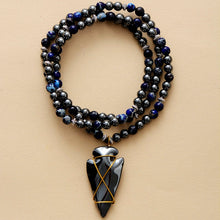 Load image into Gallery viewer, Natural Blue Jasper &amp; Black Hematite Arrowhead Necklace
