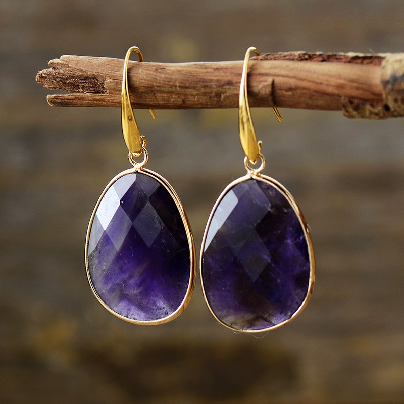 Natural Faceted Amethyst Earrings