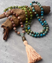 Load image into Gallery viewer, Natural Jasper &amp; Rhodonite 108 Mala Beads Necklace
